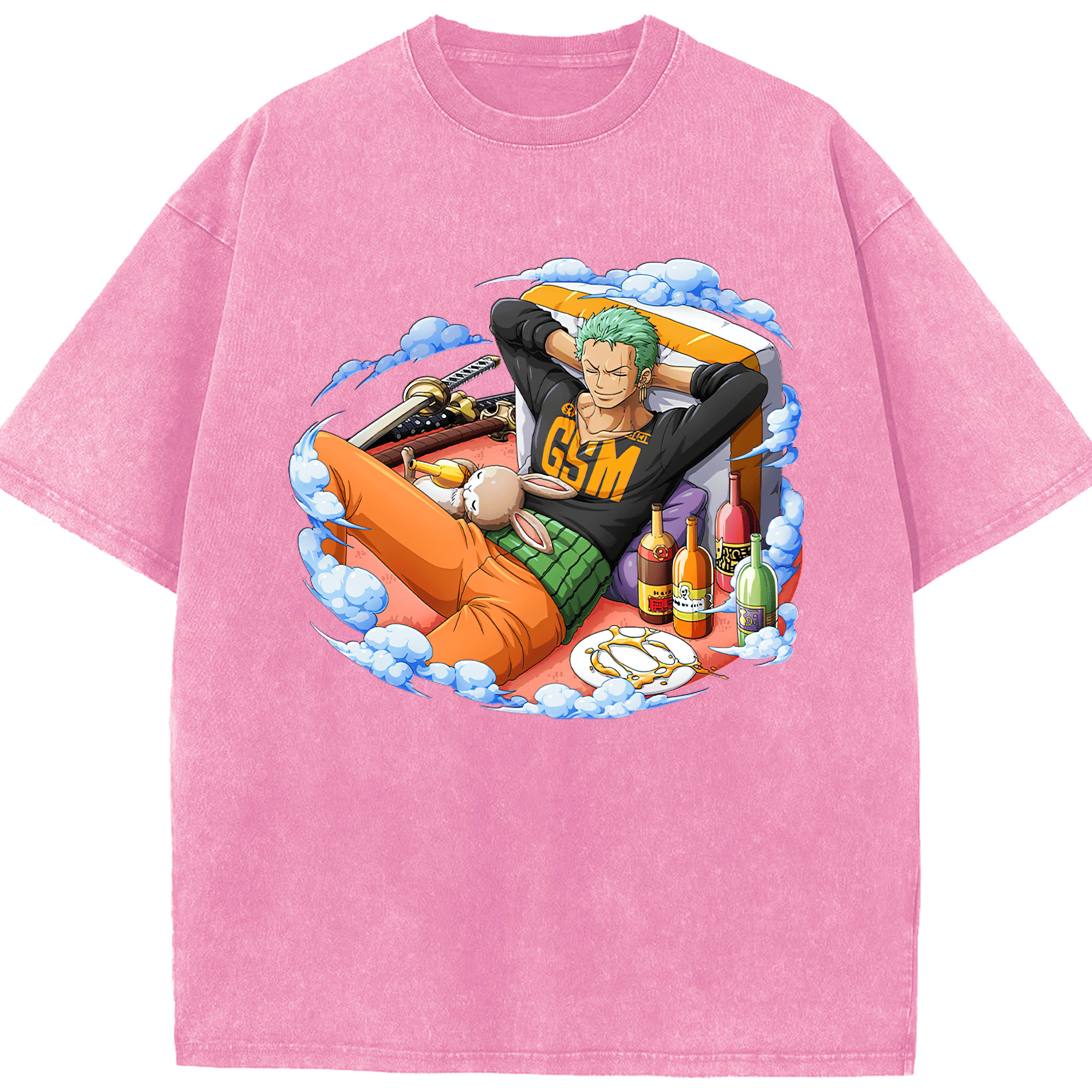 ワンピース ロロノア・ゾロ ONE PIECE Roronoa Zoro 綿100% ヴィンテージ風 半袖Tシャツ（フロントプリント）